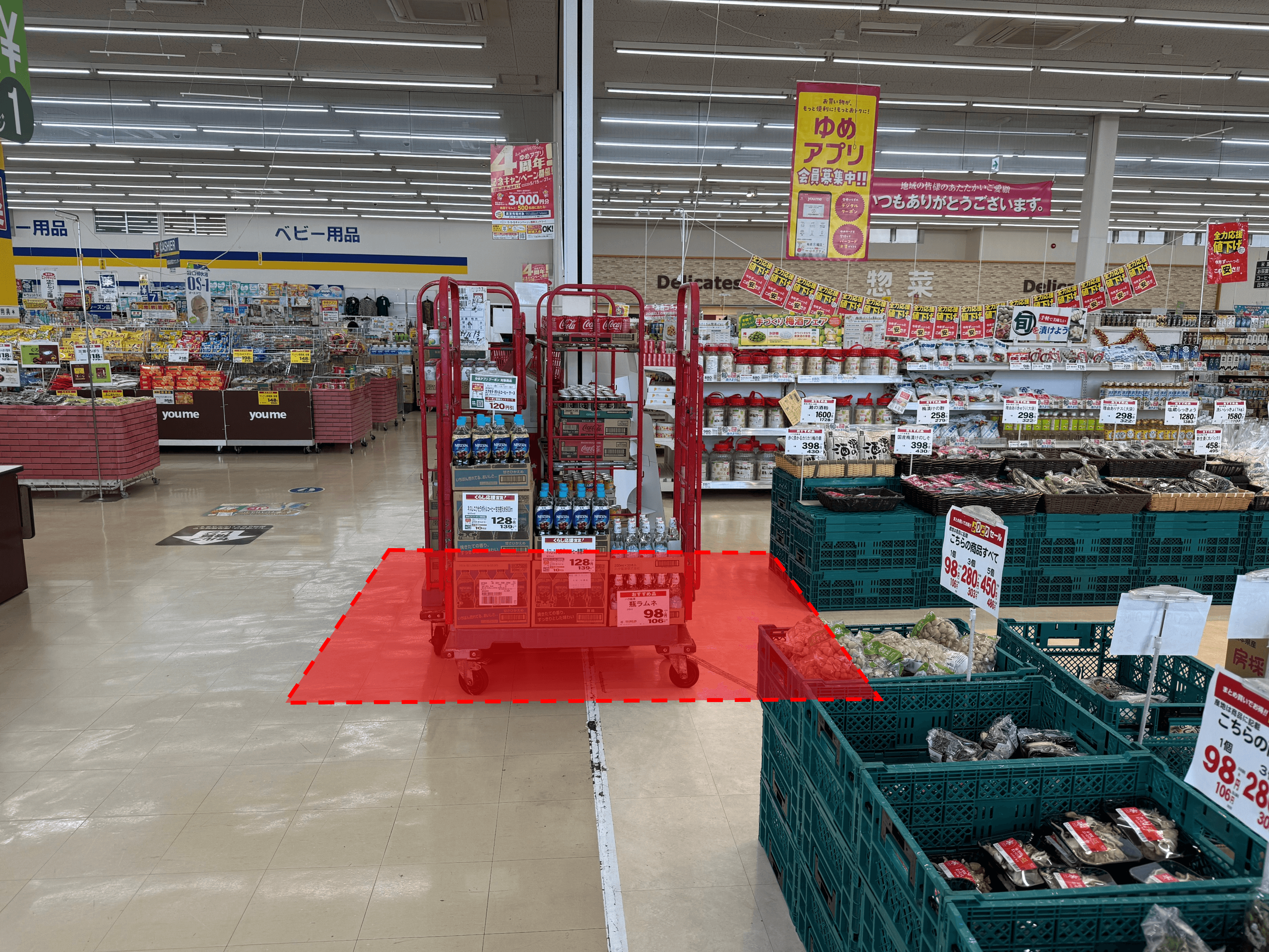 レジ横(柱前) 販促プロモーションや物販のポップアップストアにおすすめな催事イベントスペース